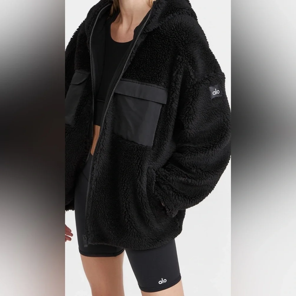 Alo Yoga Cargo Sherpa Jacket Black Size Small
